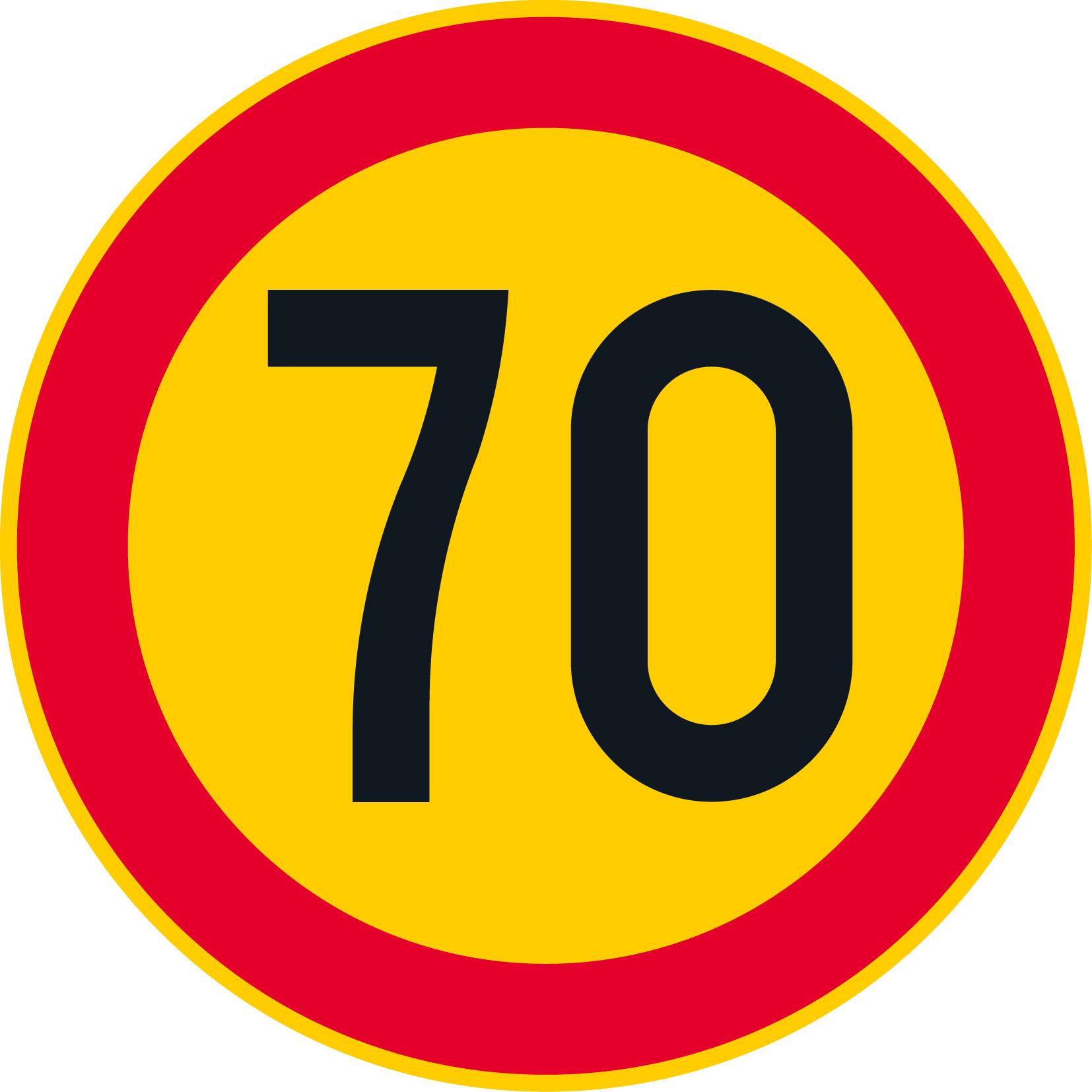 C31-70 Hastighetsbegränsning 70km/h Ö plåt