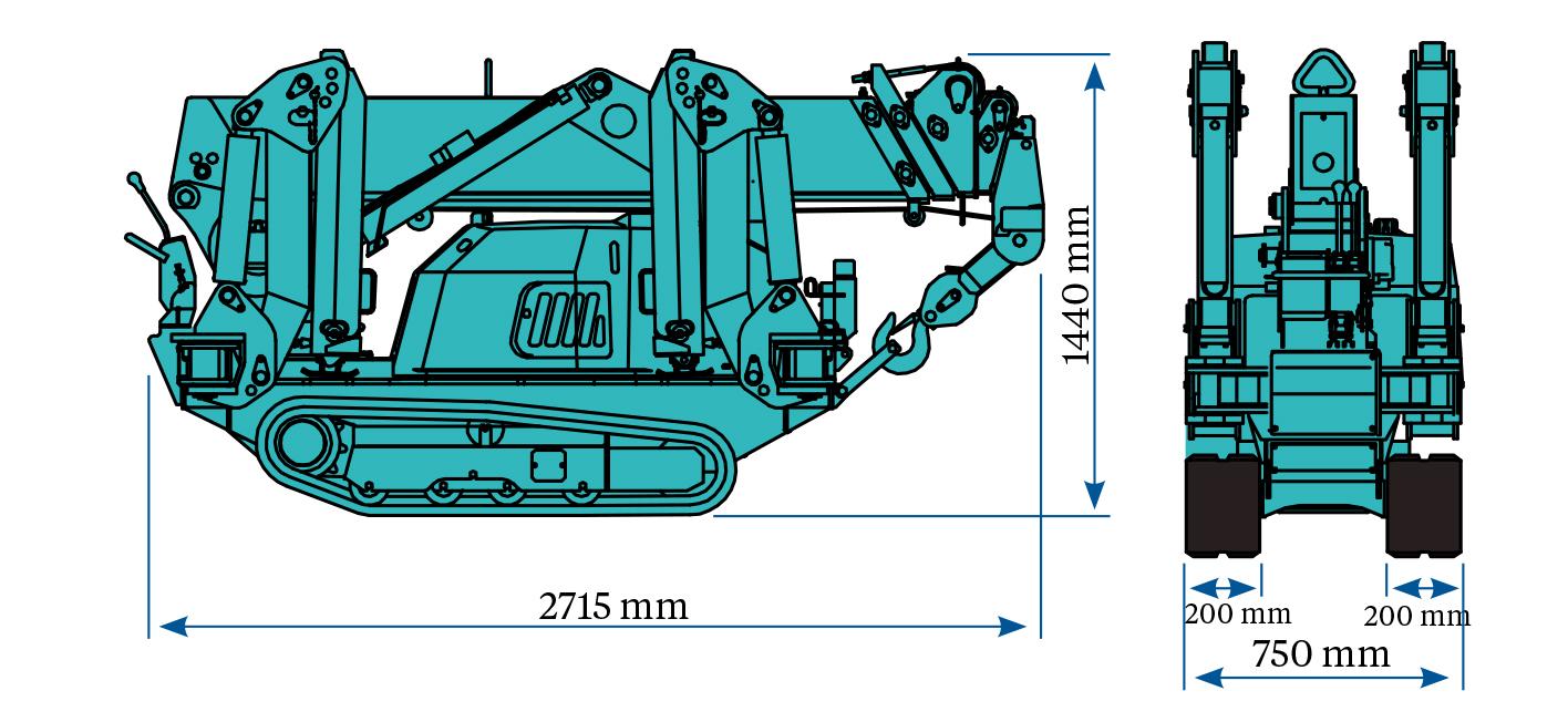 Minikran bandburen, batteridriven