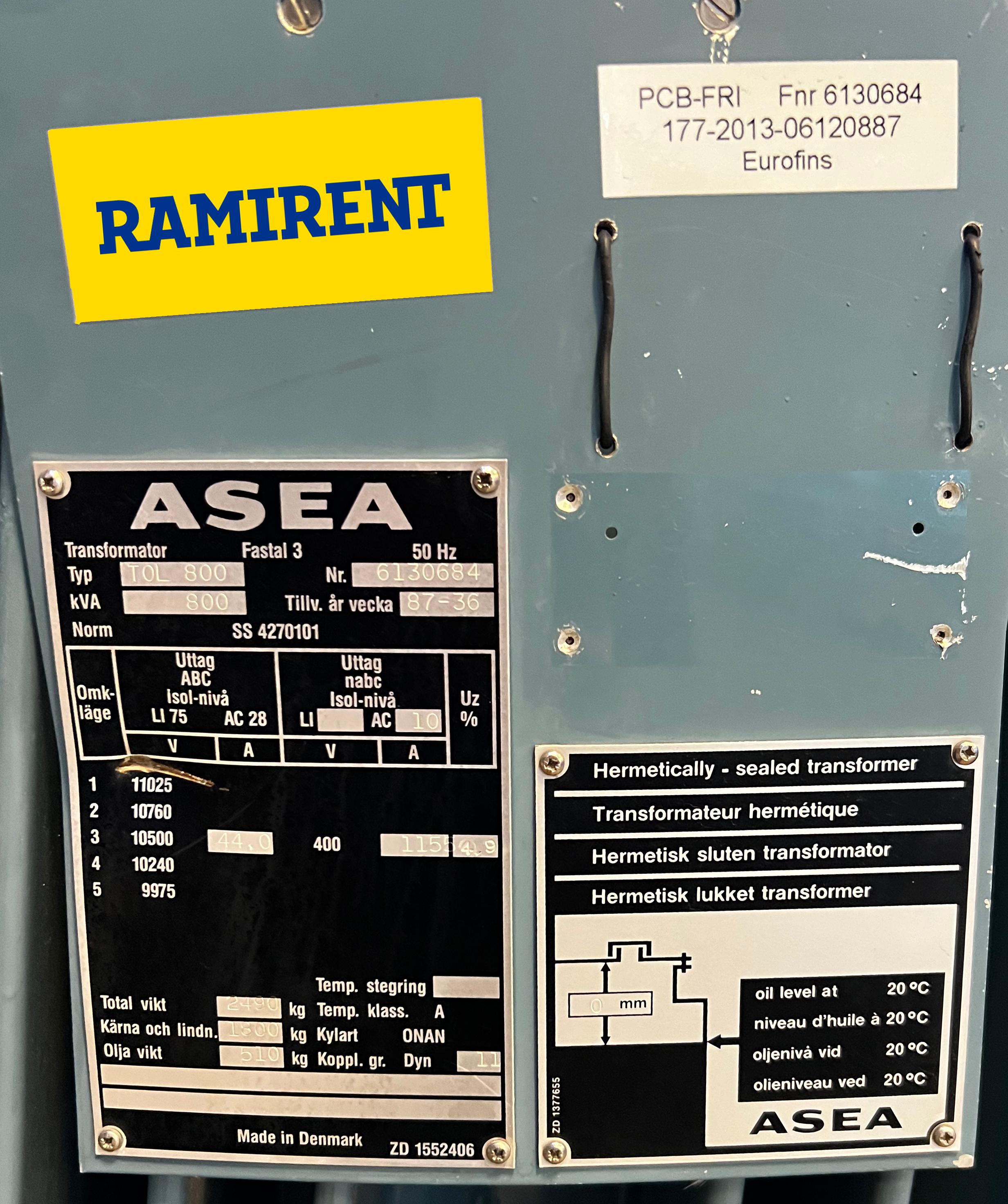 Transformator 11/0,4kV 800kVA