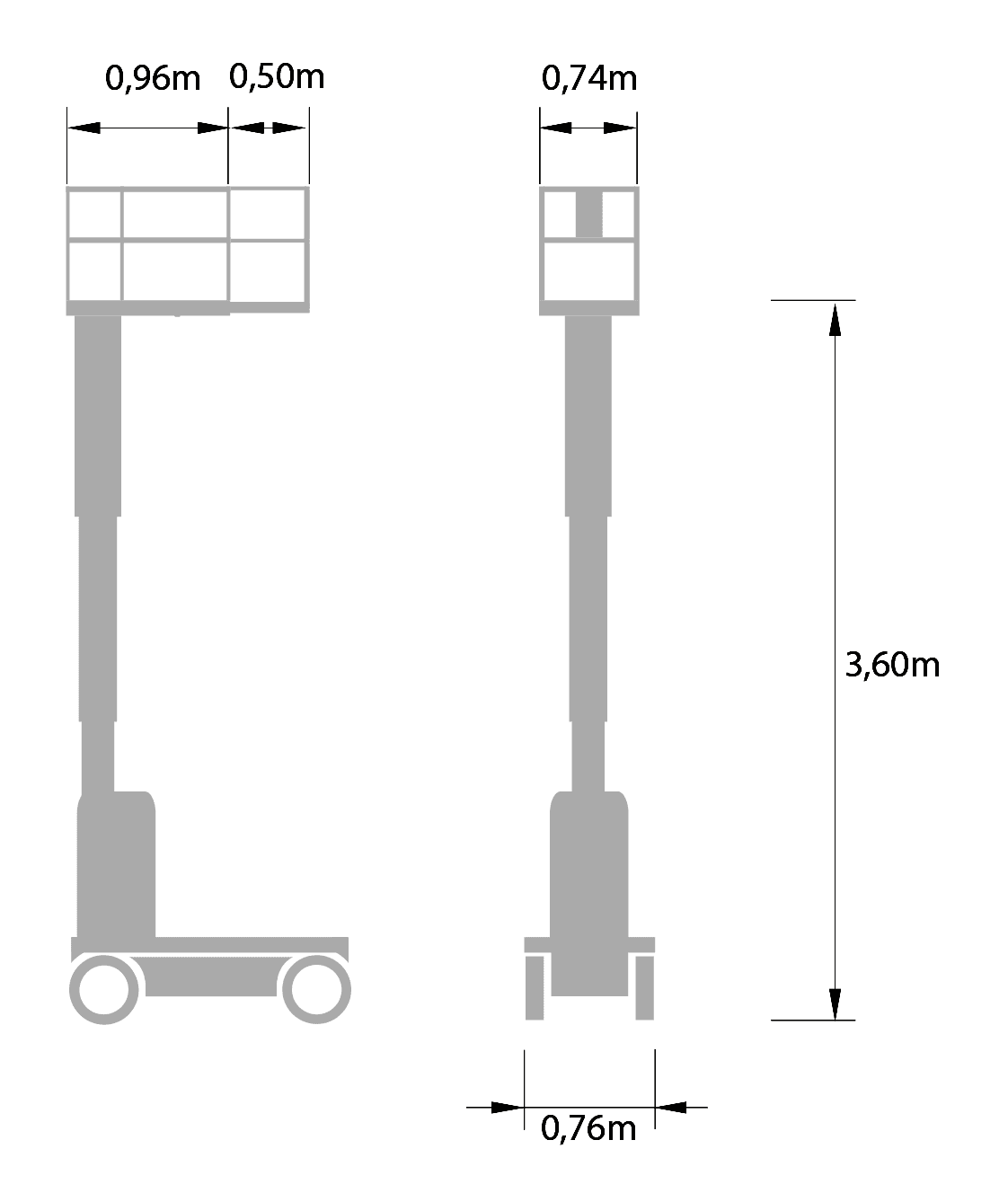 Pelarlift batteri plattformshöjd 3,6m