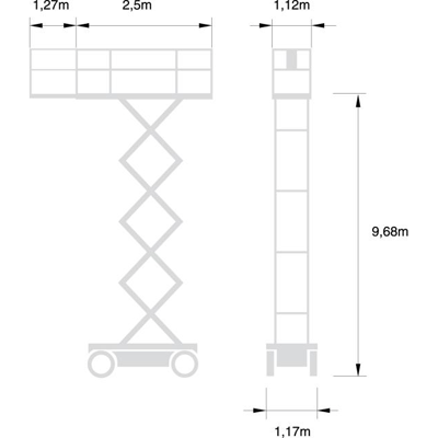 Saxlift batteri plattformshöjd 9,7m