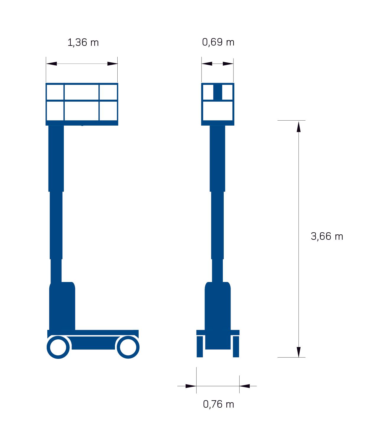 Pelarlift batteri plattformshöjd  3,6 m