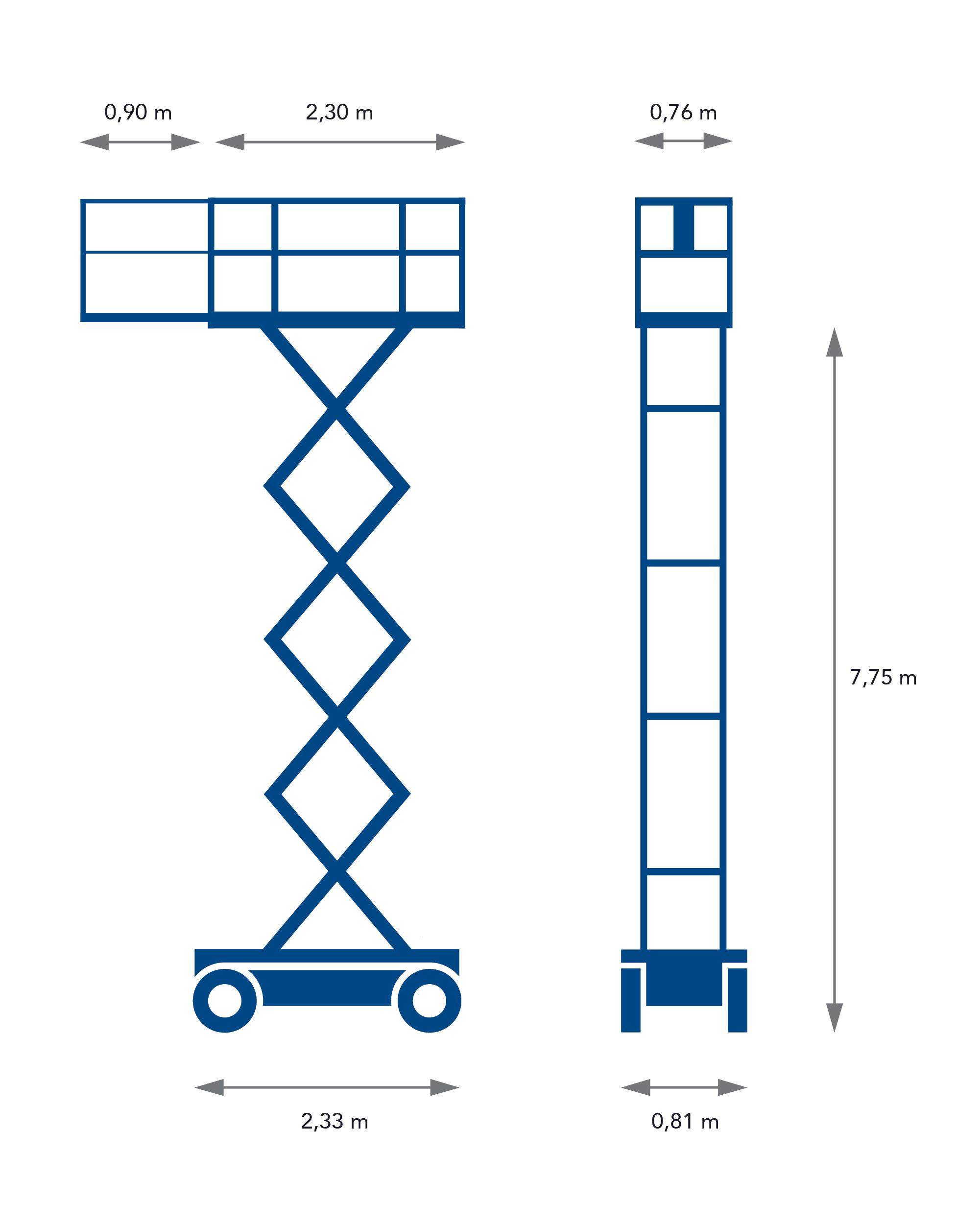 Saxlift batteri plattformshöjd 7,7m