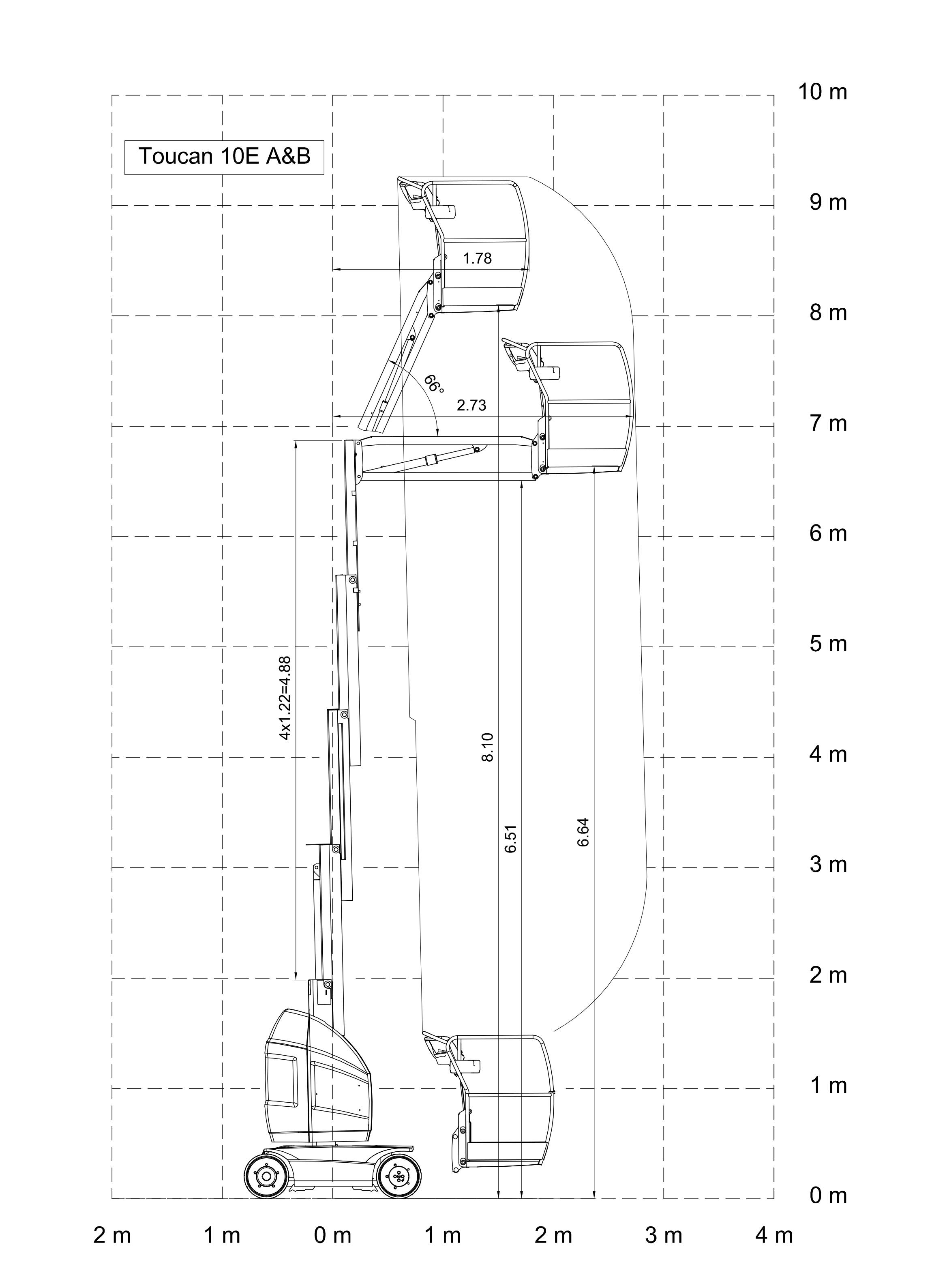 Pelarlift batteri plattformshöjd 8m med jibb