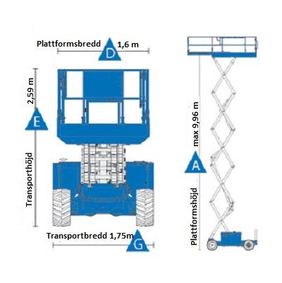 Saxlift diesel plattformshöjd 9,7m