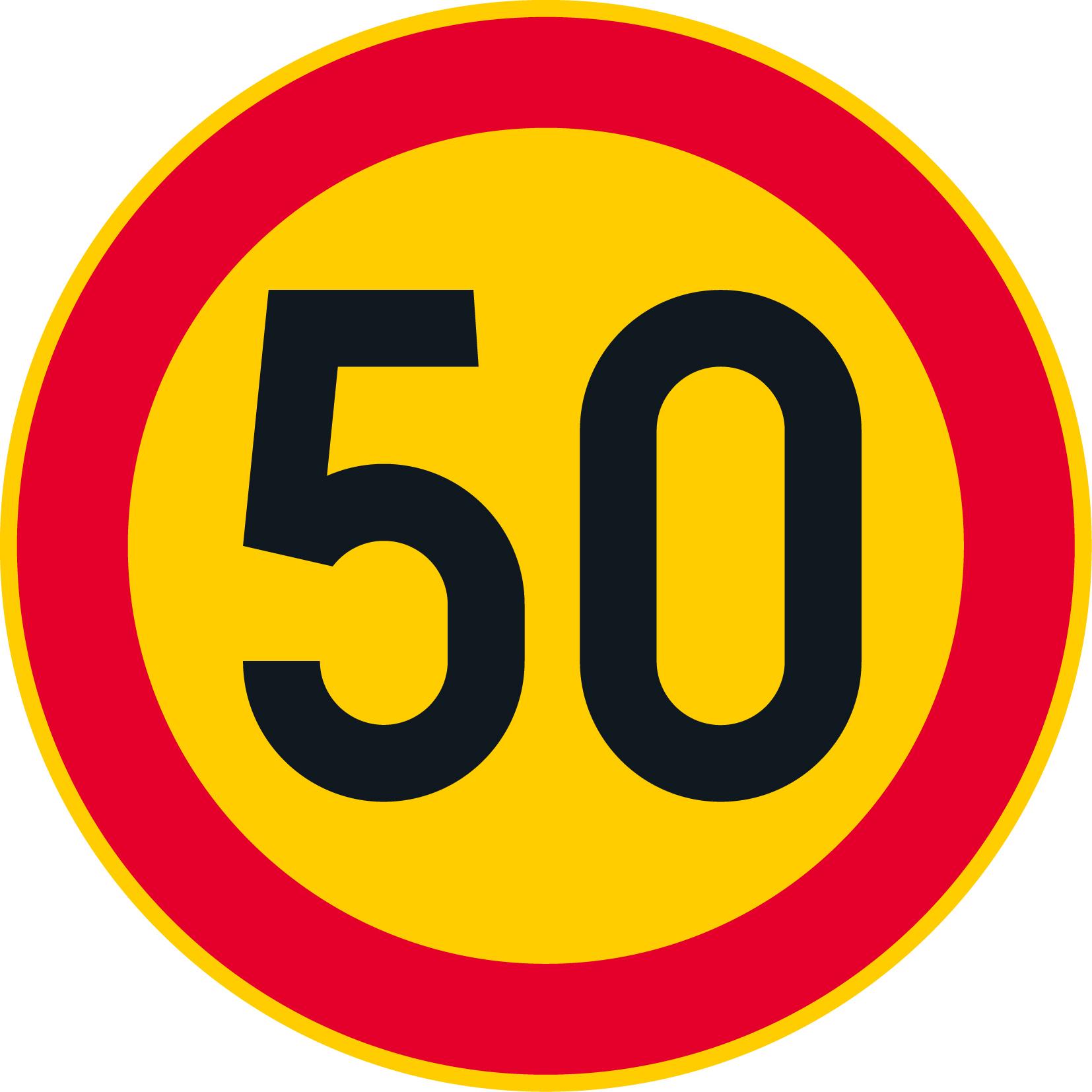 C31-50 Hastighetsbegränsning 50km/h N plåt